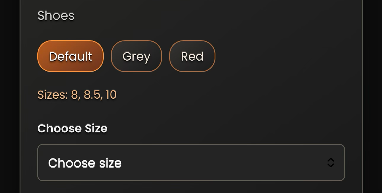 Choose a product variant and an available size, if applicable